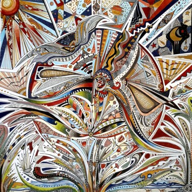 Desenho intitulada "La Terre, entre cie…" por Tereza De Almeida De Giorgi (Kaomento), Obras de arte originais, Tinta