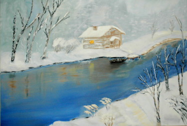 Pittura intitolato "winter landscape" da Sergo Ter-Ner Ter-Nersesov, Opera d'arte originale, Olio