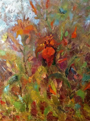 Painting titled "my lily" by Nataliya Tsarskaya, Original Artwork, Oil