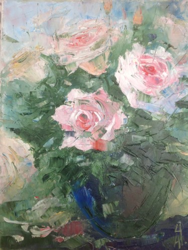 Painting titled "rose" by Nataliya Tsarskaya, Original Artwork, Oil