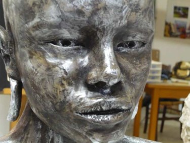Sculpture intitulée "Africaine" par Christine Leroy, Œuvre d'art originale, Terre cuite