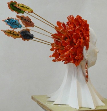 Sculpture intitulée "Elfe de la culture" par Christine Leroy, Œuvre d'art originale, Terre cuite