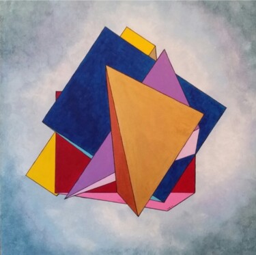 Painting titled "Stacked Triangles" by Terrance Longtin, Original Artwork, Acrylic Mounted on Wood Stretcher frame