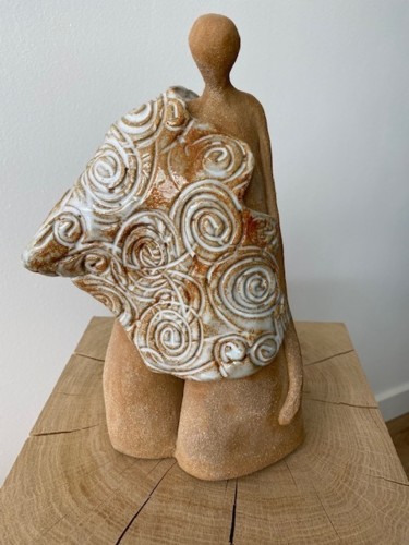 Sculpture intitulée "L'Homme Sage" par Lilya Terre En Ailes, Œuvre d'art originale, Terre cuite