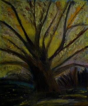 Painting titled "The Yellow Tree" by Terri Brown-Davidson, Original Artwork