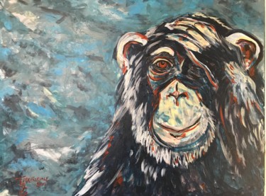 Peinture intitulée "la pensee d'un singe" par Territoriale Hugo, Œuvre d'art originale, Acrylique