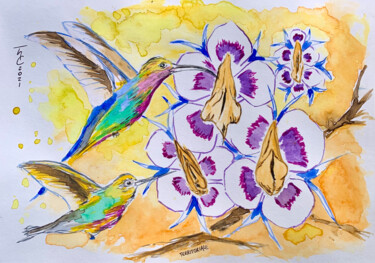 Drawing titled "aquarelle d'étude p…" by Territoriale Hugo, Original Artwork, Watercolor