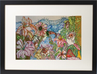 Painting titled "Geisha Girl Garden" by Terry Cornelius, Original Artwork, Watercolor