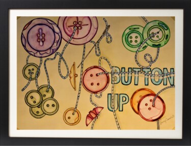 Pintura intitulada "Button Up" por Terry Cornelius, Obras de arte originais, Aquarela