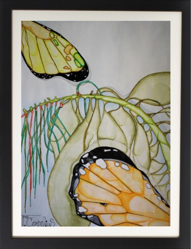 Painting titled "Majestic Butterflies" by Terry Cornelius, Original Artwork, Watercolor