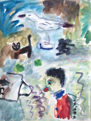 Peinture intitulée "Still life with som…" par Terushige Matsumoto, Œuvre d'art originale, Gouache