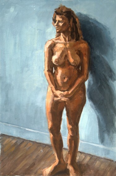 Painting titled "Nude model at NY" by Terushige Matsumoto, Original Artwork, Oil