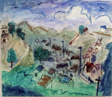 Pittura intitolato "Landscape of a Japa…" da Terushige Matsumoto, Opera d'arte originale, Olio