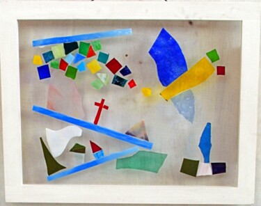 Collages titled "A flying stained gl…" by Terushige Matsumoto, Original Artwork, Collages Mounted on Other rigid panel