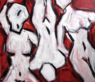 Картина под названием "Red room" - Victoria Teslimovka, Подлинное произведение искусства, Масло