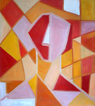 Картина под названием "Triangle orange por…" - Victoria Teslimovka, Подлинное произведение искусства, Масло