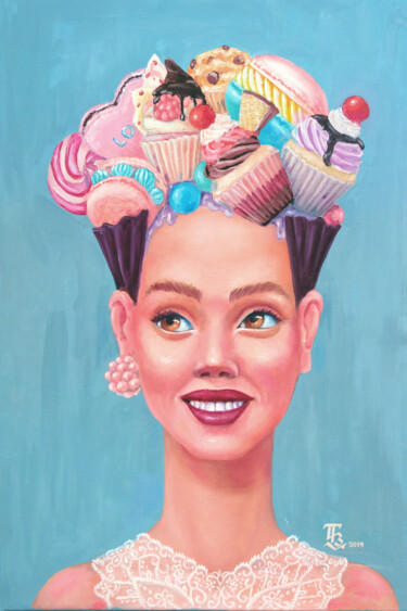 Картина под названием "Cupcake" - Tetiana Bogdanova, Подлинное произведение искусства, Масло Установлен на Деревянная рама д…