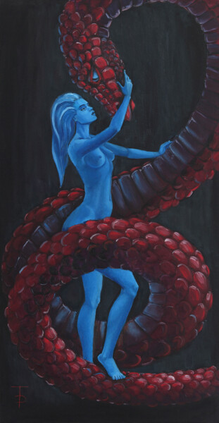 Painting titled "Temptation" by Tetiana Bogdanova, Original Artwork, Oil Mounted on Wood Stretcher frame