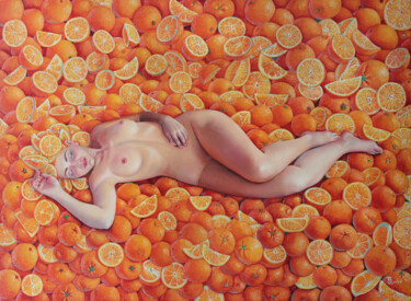Pintura intitulada "Orange Dream" por Tetiana Bogdanova, Obras de arte originais, Óleo Montado em Armação em madeira