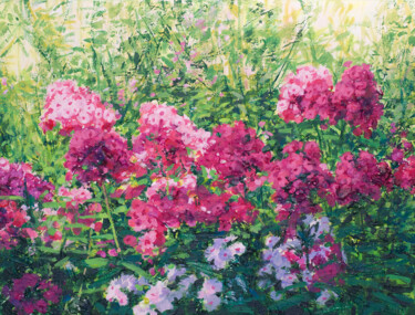 Pintura intitulada "Bright pink phlox f…" por Tetiana Chorna, Obras de arte originais, Acrílico
