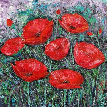 Painting titled ""Poppies"" by Tetiana Chubukova, Original Artwork, Oil