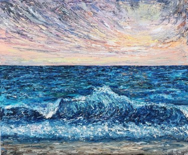 Painting titled "" Wave #1 "" by Tetiana Chubukova, Original Artwork, Oil
