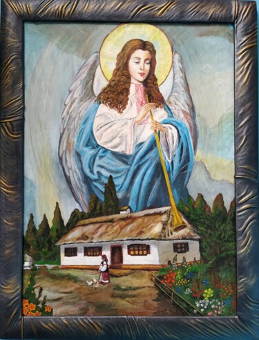 Peinture intitulée "Ангел" par Tetiana Fursa, Œuvre d'art originale, Cuir