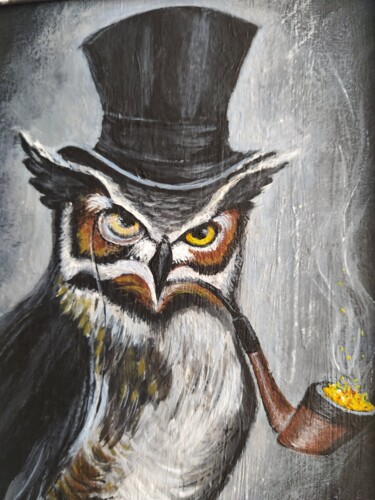 Картина под названием "мудрый сов" - Tetiana Fursa, Подлинное произведение искусства, Акрил