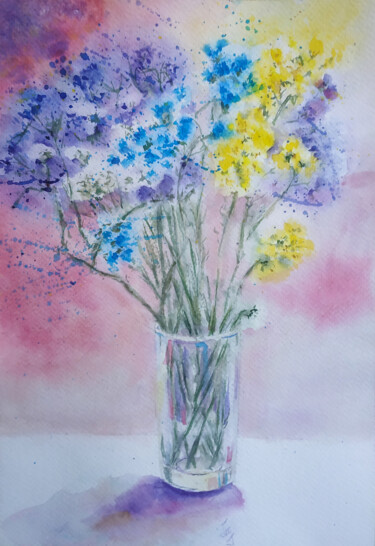 Peinture intitulée "Dry flowers" par Tetiana Hladysh, Œuvre d'art originale, Aquarelle