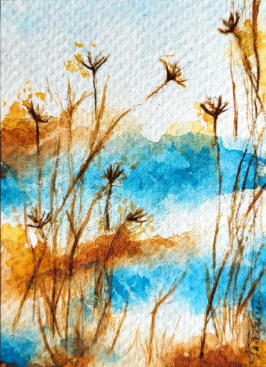 Painting titled "Nature. Aceo 4" by Tetiana Hladysh, Original Artwork, Watercolor