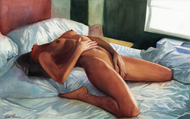 Картина под названием "EROTIC NUDE WOMAN" - Tetiana Koda, Подлинное произведение искусства, Акварель