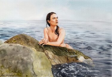 Peinture intitulée "MERMAID" par Tetiana Koda, Œuvre d'art originale, Aquarelle