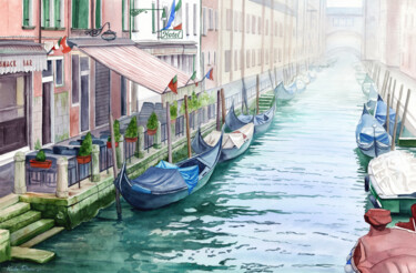 Painting titled "Venice" by Tetiana Koda, Original Artwork, Watercolor