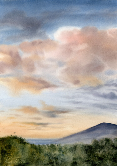 Картина под названием "The Colors of Sunset" - Tetiana Koda, Подлинное произведение искусства, Акварель