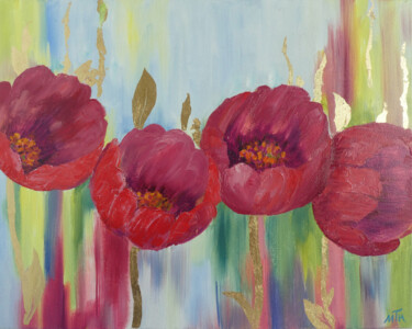 Painting titled "Spring flowers" by Tetiana Kosenko, Original Artwork, Oil Mounted on Wood Stretcher frame