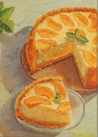 Painting titled "Cheesecake" by Tetiana Kovtun, Original Artwork, Acrylic Mounted on Wood Stretcher frame