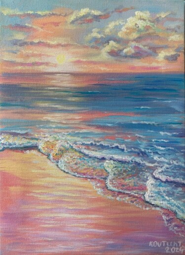 Painting titled "Sunrise" by Tetiana Kovtun, Original Artwork, Acrylic Mounted on Wood Stretcher frame