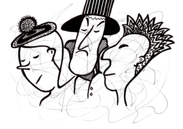 Drawing titled "Three personas" by Tetiana Kramarenko, Original Artwork, Marker