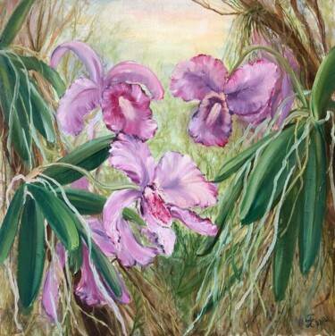 Painting titled "Орхидеи" by Tetiana Lukianchenko, Original Artwork, Oil