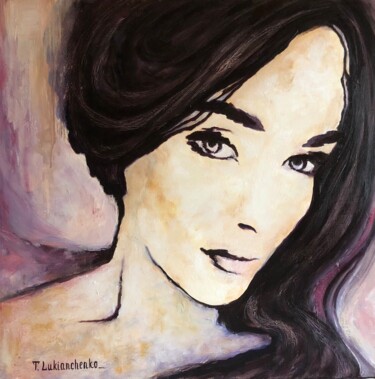 Painting titled "LOOK 2" by Tetiana Lukianchenko, Original Artwork, Oil Mounted on Wood Stretcher frame