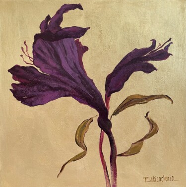 Картина под названием "Фиолетовый цветок" - Tetiana Lukianchenko, Подлинное произведение искусства, Акрил