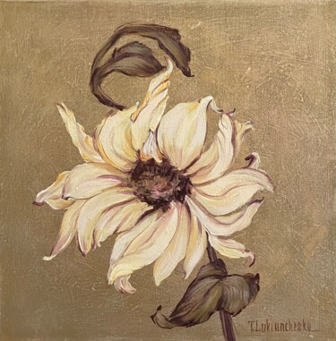 Картина под названием "White sunflower" - Tetiana Lukianchenko, Подлинное произведение искусства, Акрил