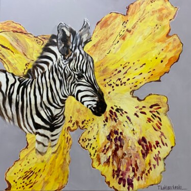 Schilderij getiteld "Yellow orchid" door Tetiana Lukianchenko, Origineel Kunstwerk, Acryl