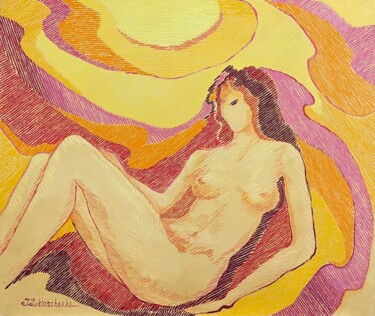 Painting titled "Siesta" by Tetiana Lukianchenko, Original Artwork, Oil Mounted on Wood Stretcher frame