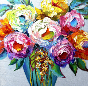 Peinture intitulée "Bouquet from the ga…" par Tetiana Masliuk, Œuvre d'art originale, Huile