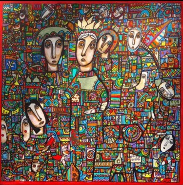 Painting titled "Serious talk" by Tetiana Osadchuk, Original Artwork, Acrylic Mounted on Cardboard