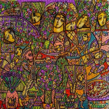 绘画 标题为“In the garden of pa…” 由Tetiana Osadchuk, 原创艺术品, 丙烯 安装在纸板上