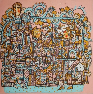 Painting titled "Wonderful Iife" by Tetiana Osadchuk, Original Artwork, Acrylic Mounted on Cardboard