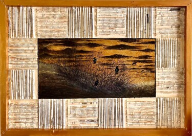 Картина под названием "Collage mixed art" - Tetiana Sanzharovska, Подлинное произведение искусства, Клейкая лента