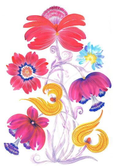 Peinture intitulée "Bouquet of flowers" par Tetiana Savchenko, Œuvre d'art originale, Gouache